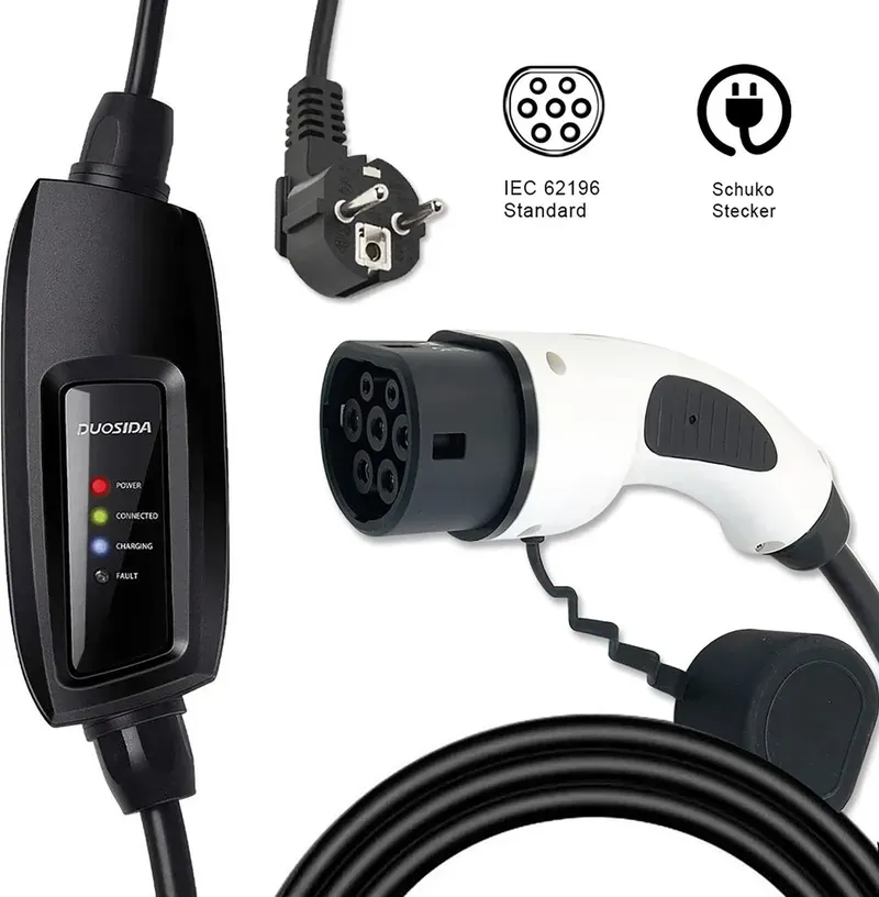Duosida mobiele lader Type 2 naar Schuko 5 meter