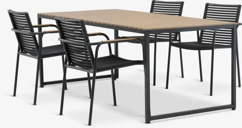 Jutlandia DAGSVAD L190 tafel met 4 NABE stoelen zwart