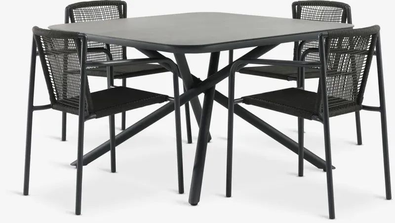 JYSK GOTHENBURG L120 tafel met 4 KRISTIANSTAD stoelen groen